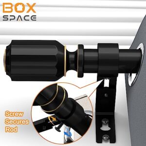 Box Space Curtain Rods for Windows 66 to 120 inch -1 inch Diameter Black Curtain Rods Adjustable Decorative Heavy Duty Long Curtain Rod for Living Room Bathroom Bedroom Outdoor Patio