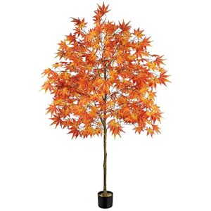 fall dacoration for home,ailanda 6.56ft autumn maple artificial tree tall fake potted fall tree with planter large faux tree indoor for farmhouse home wedding floor living room porch doorway decor