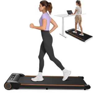 walking pad, urevo under desk treadmill for home office, portable walking pad treadmill under desk with wider running belt, dual control
