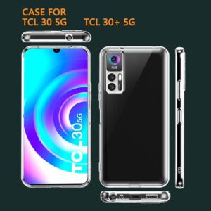 Dioxide Compatible for TCL 30 5G/TCL 30+ 5G Case with Screen Protector, Full Body Protection Case Transparent Silicone Bumpers Shockproof Case for TCL 30 5G/TCL 30+ 5G