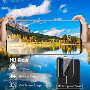 [2+2Pack] Galaxy S21 Ultra Screen Protector with Camera Lens Protector, 9H Hardness Ultrasonic Fingerprint Support 3D Curved No Bubbles,for Samsung Galaxy S21 Ultra 5G 6.8 Inch Glass Screen Protector