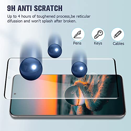 [2+2Pack] Galaxy S21 Ultra Screen Protector with Camera Lens Protector, 9H Hardness Ultrasonic Fingerprint Support 3D Curved No Bubbles,for Samsung Galaxy S21 Ultra 5G 6.8 Inch Glass Screen Protector