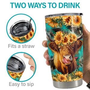 SANDJEST Heifer Tumbler 20oz Cow Gifts for Women Girl Teen Stainless Steel Insulated Tumblers Coffee Travel Mug Cup Cows Gift for Birthday Christmas