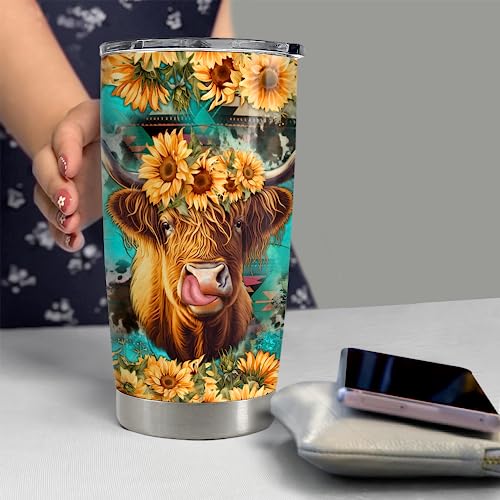 SANDJEST Heifer Tumbler 20oz Cow Gifts for Women Girl Teen Stainless Steel Insulated Tumblers Coffee Travel Mug Cup Cows Gift for Birthday Christmas