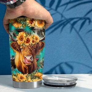 SANDJEST Heifer Tumbler 20oz Cow Gifts for Women Girl Teen Stainless Steel Insulated Tumblers Coffee Travel Mug Cup Cows Gift for Birthday Christmas