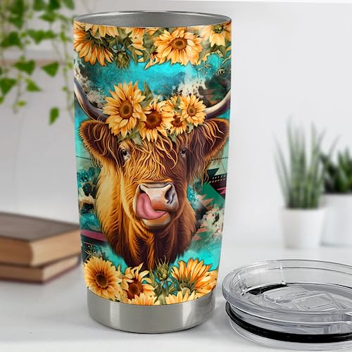 SANDJEST Heifer Tumbler 20oz Cow Gifts for Women Girl Teen Stainless Steel Insulated Tumblers Coffee Travel Mug Cup Cows Gift for Birthday Christmas