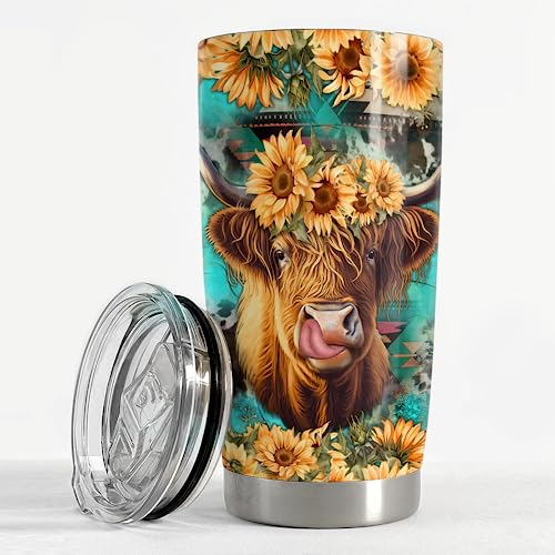 SANDJEST Heifer Tumbler 20oz Cow Gifts for Women Girl Teen Stainless Steel Insulated Tumblers Coffee Travel Mug Cup Cows Gift for Birthday Christmas