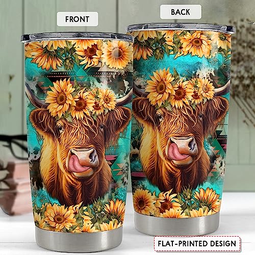 SANDJEST Heifer Tumbler 20oz Cow Gifts for Women Girl Teen Stainless Steel Insulated Tumblers Coffee Travel Mug Cup Cows Gift for Birthday Christmas