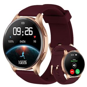 woneligo smart watch for women(answer/make call), 1.45'' screen fitness tracker with 24-hour blood oxygen/heart rate/sleep monitor,100+ sports modes,ip68 waterproof smartwatch for android and ios,red