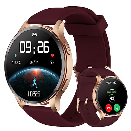 Woneligo Smart Watch for Women(Answer/Make Call), 1.45'' Screen Fitness Tracker with 24-Hour Blood Oxygen/Heart Rate/Sleep Monitor,100+ Sports Modes,IP68 Waterproof Smartwatch for Android and iOS,Red