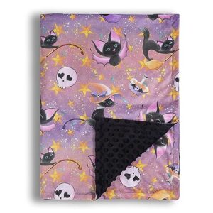 donsonny baby blanket for boys girls soft minky with double layer dotted backing, halloween printed 30 x 40 inch receiving blanket (halloween bat)