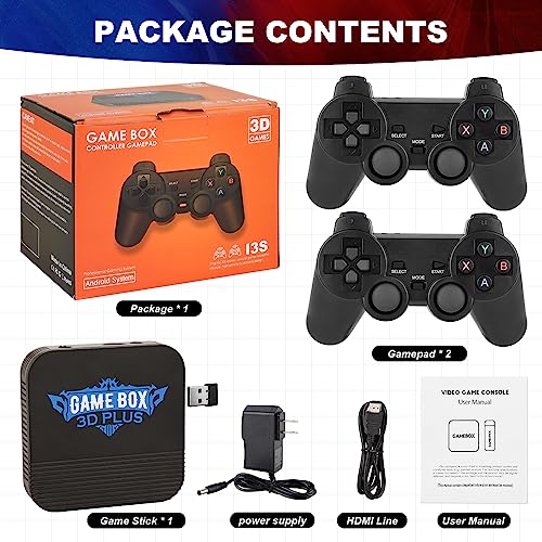 Wireless Retro Game Stick, HDMI 4K TV Input, Built in 30000+ 3D Classic Retro Games with Dual 2.4G Wireless Controllers