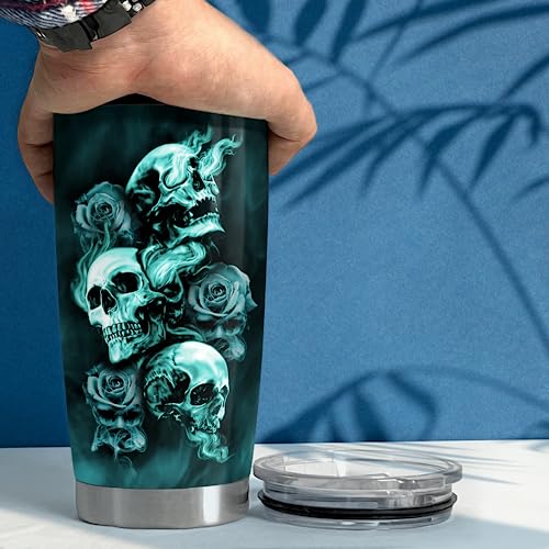 SANDJEST Skull Tumbler 20oz Gift for Men Women Stainless Steel Vacuum Insulated Coffee Travel Mug Cup Gothic Tumblers Stuff Gift for Birthday