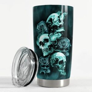 SANDJEST Skull Tumbler 20oz Gift for Men Women Stainless Steel Vacuum Insulated Coffee Travel Mug Cup Gothic Tumblers Stuff Gift for Birthday