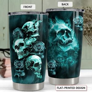 SANDJEST Skull Tumbler 20oz Gift for Men Women Stainless Steel Vacuum Insulated Coffee Travel Mug Cup Gothic Tumblers Stuff Gift for Birthday