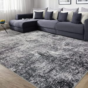 Area Rug Living Room Rugs - 8x10 and 5x7 Large Soft Washable Rug Set Indoor Neutral Modern Abstract Low Pile Carpet for Bedroom Dining Room Farmhouse Home Office - Grey