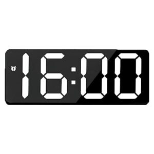 ruila digital alarm clock - led clock large display for bedroom, desk, and office - temperature display, adjustable brightness, voice control, 12/24h display - usb and battery operated (black)