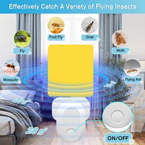 Flying Insect Trap Plug-in, 2023 Upgrade Plug-in Bug Catcher Mosquito Fruit Fly Trap Gnat Killer Indoor, Safe Non-Toxic UV Night Light Fly Trap with Sticky Trap for Flies, Gnats, Moths (2 Pack, White)