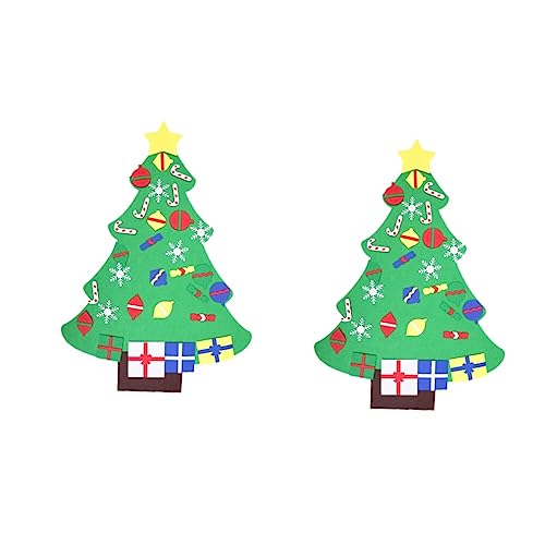 ibasenice 2 Sets Felt Christmas Tree Decor Christmas Decor Wall Sticker Decor Christmas Tree for Toddlers Home Decor Christmas Wall Tree DIY Felt Ornament Christmas Ornament Green 3D