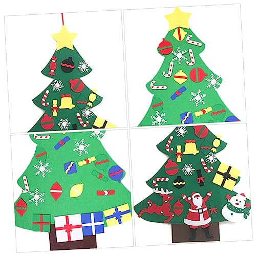 ibasenice 2 Sets Felt Christmas Tree Decor Christmas Decor Wall Sticker Decor Christmas Tree for Toddlers Home Decor Christmas Wall Tree DIY Felt Ornament Christmas Ornament Green 3D