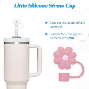 3 Pack Compatible with Stanley 30&40 Oz Tumbler, 10mm Flower Straw Covers Cap, Cute Silicone Straw Covers, Straw Protectors, Various Shapes Soft Silicone Straw Lids for 10mm Straws