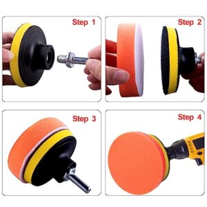 SIQUK 23 Pieces 3 Inch Buffing Pads Car Polisher Bonnets Foam Polishing Pad Kit Wax Buffer Polish Pads Car Buffer Attachment for Drill