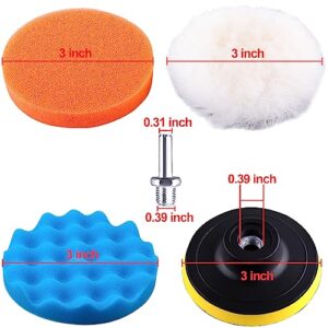 SIQUK 23 Pieces 3 Inch Buffing Pads Car Polisher Bonnets Foam Polishing Pad Kit Wax Buffer Polish Pads Car Buffer Attachment for Drill