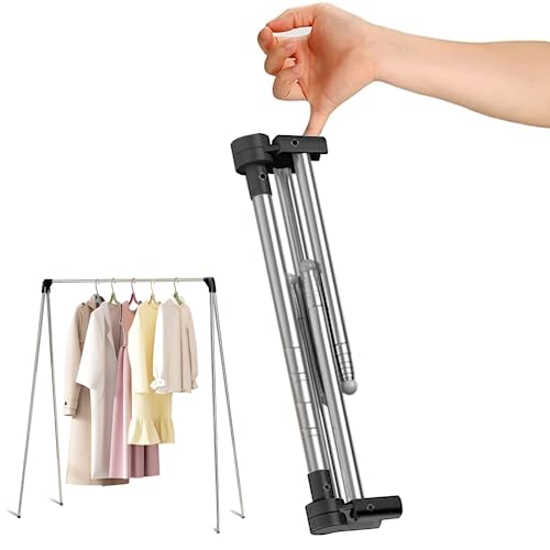 GIPOBUY Portable Clothes Rack Folding Travel Garment Rack, Foldable Collapsible Clothing Rack, Small Portable Hanging Drying Rack for Dance, Hotel, Travel, Camping, Vendors,RV, Black (Non-Heavy Duty)