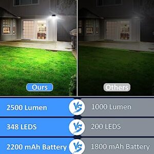 YOYONACY Solar Outdoor Lights, 2500LM 348 LED Motion Sensor Outdoor Lights with Remote, Bright 3 Heads Solar Powered Flood Lights, IP65 Waterproof Security Detection Lights for Outside, Yard, Patio