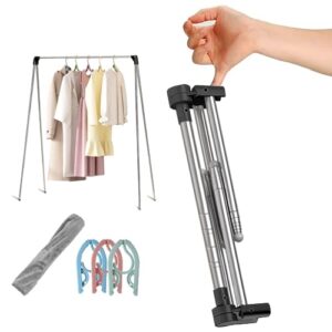 gipobuy portable clothes rack folding travel garment rack, foldable collapsible clothing rack, small portable hanging drying rack for dance, painting, travel,camping,vendors,rv, black (non-heavy duty