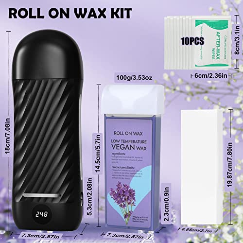 Roll on Wax Kit for Hair Removal, Digital Wax Roller Kit, Lavender Roller Waxing Kit, Home Waxing Kit for Women and Men