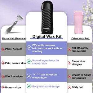 Roll on Wax Kit for Hair Removal, Digital Wax Roller Kit, Lavender Roller Waxing Kit, Home Waxing Kit for Women and Men