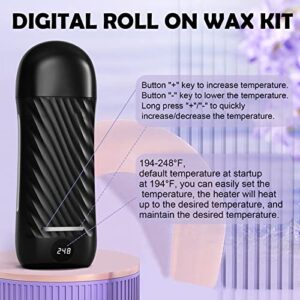 Roll on Wax Kit for Hair Removal, Digital Wax Roller Kit, Lavender Roller Waxing Kit, Home Waxing Kit for Women and Men