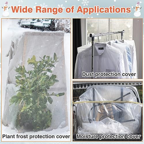 Alphatool Plant Covers Freeze Protection, 10 x 30ft Durable Plastic Frost Blanket for Winter Rain Snow Weather, Clear Waterproof Floating Row Cover for Outdoors Garden Plants Vegetables Crops