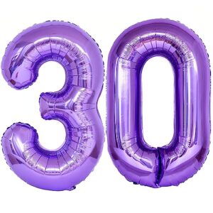 number 30 purple balloons 40 inch giant purple 30 number foil helium balloons for 30th purple birthday party supplies 30th anniversary events decorations