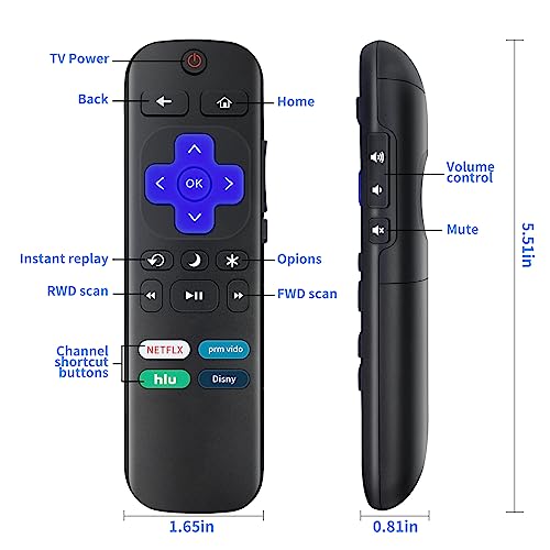 2Pcs New Remote Control Replaced for Roku TV, Compatible for TCL Roku,for Hisense Roku,for Onn Roku【Not for Roku Stick,Box and Players】