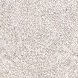 HOMEMONDE Farmhouse Jute Rugs Hand Braided Natural Fiber Oval Shape 4 X 6 Feet Rug Carpet for Living Room, Bedroom - Off White