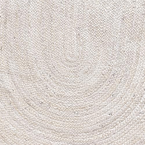 HOMEMONDE Farmhouse Jute Rugs Hand Braided Natural Fiber Oval Shape 4 X 6 Feet Rug Carpet for Living Room, Bedroom - Off White