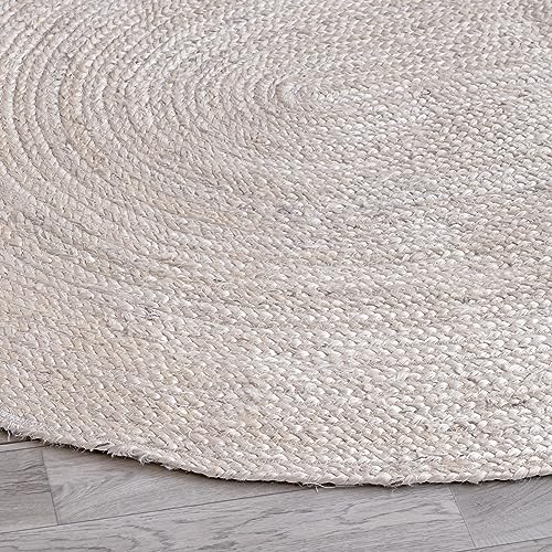 HOMEMONDE Farmhouse Jute Rugs Hand Braided Natural Fiber Oval Shape 4 X 6 Feet Rug Carpet for Living Room, Bedroom - Off White