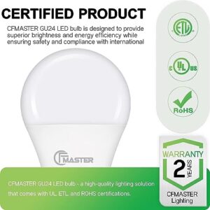 CFMASTER GU24 Led Light Bulb, 9W(100W Equivalent), 5000K Daylight, A19 Shape GU24 Light Bulb, 800 Lumens GU24 Led Bulb, CRI 85, Non-Dimmable ETL Listed(2-Pack)