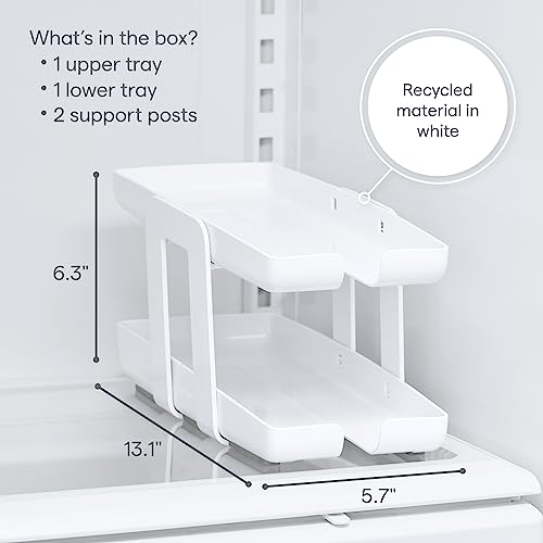 YouCopia Rolldown Beverage Can Dispenser, Space-Saving 2-Tier Drink Organizer for Fridge Storage, One Size, White