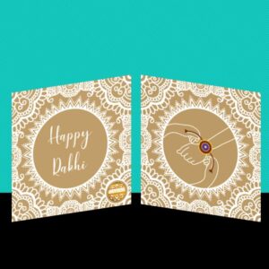 Tarini Gallery Set of 5 Rakhi for Brother Bhabhi and Bhatija Bhai Bhaiya Raksha Bandhan gift Rakhi Thread Rakhi with Roli Chawal and Greeting card gift pack in pouch/Potli bag (Set-2)