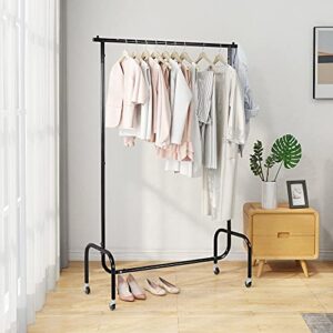 ZGEHCO Clothes Rack Garment racks for Hanging Clothes,Clothing Rack with wheels and Brakes,Commercial Grade Heavy Duty Sturdy Metal Rolling Clothes Coat Rack Holder Free Standing,Black