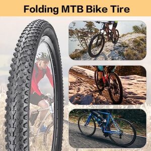 26/27/29 X 2.125 Bike Tire Folding Replacement Bicycle Tires for Mountain MTB Hybrid Bike Bicycle (27.5" 2 Tires)