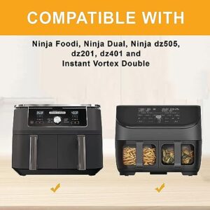 ZeeLives 100Pcs Rectangular Air Fryer Liners for Ninja Dual, 8.6×5.5 inches (Fits 8-10 QT) Ninja Foodi Air Fryer Liners for Double Basket, Compatible with Ninja DZ201, Ninja DZ401 and Ninja DZ505