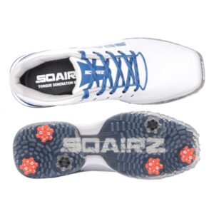 SQAIRZ Bold Men's Athletic Golf Shoes, New Golf Shoes, Designed for Balance & Performance, Replaceable Spikes, Waterproof, Golf Shoes Men with Spikes, Mens Golf Shoes, Golf Footwear White/Blue