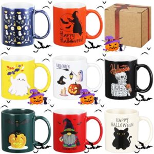 maxdot 8 pieces halloween mugs 12oz mug set halloween coffee mugs with handle halloween ceramic matching mugs for home school office table centerpieces housewarming holiday party gift