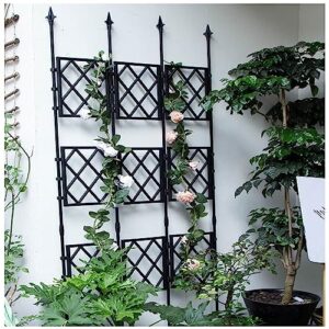 noirda outdoor mesh flower stand, rose trellis with pe grid, 130cm, 180cm,220cm height garden climbing frame for flower bed lawn patio privacy decoration (color : black, size : 30x220cm)