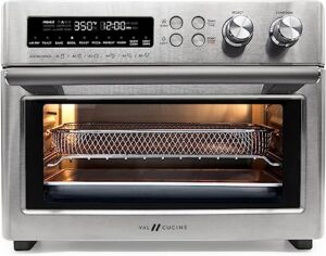 val cucine 26.3 qt/25 l extra-large smart air fryer toaster oven, 10-in-1 convection countertop oven combination (brushed stainless steel finish)