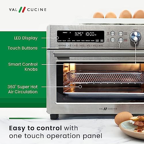 VAL CUCINE 26.3 QT/25 L Extra-Large Smart Air Fryer Toaster Oven, 10-in-1 Convection Countertop Oven Combination (Brushed Stainless Steel Finish)